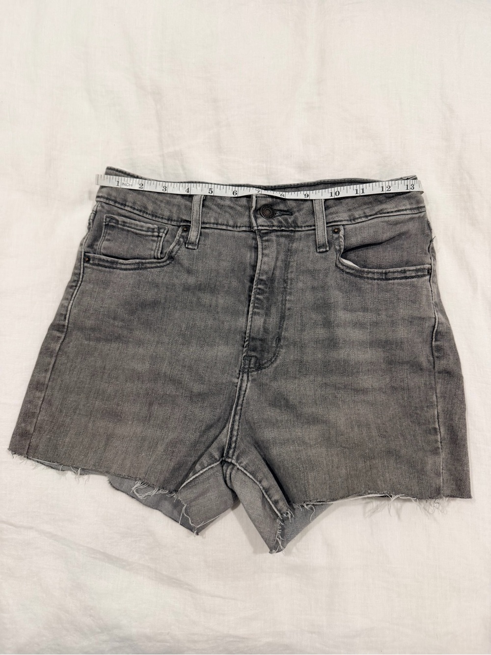 Upcycled Levi’s High-Rise Gray Denim Cutoff Shorts